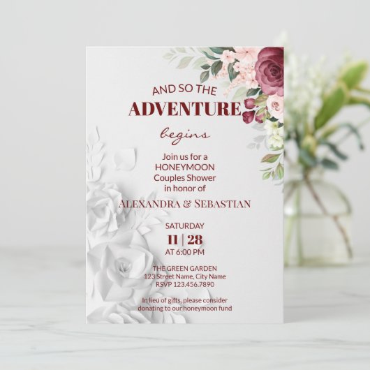 Waterverf Flowers Honeymoon Shower Kaart (Staand voorkant)