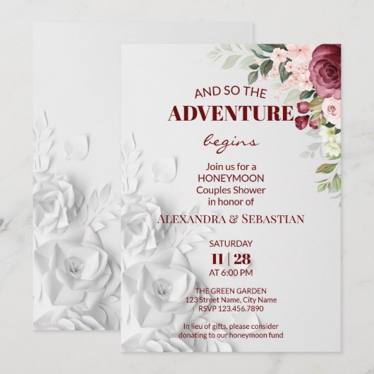 Waterverf Flowers Honeymoon Shower Kaart (Voorkant / Achterkant)