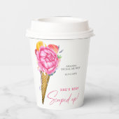 WATERVERF FLOWERS ICE CREAM - VRIJGEZELLENFEEST PAPIEREN BEKERS (Achterkant)