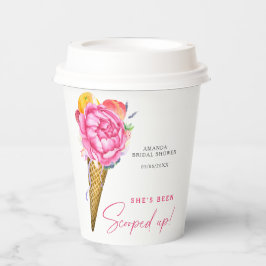 WATERVERF FLOWERS ICE CREAM - VRIJGEZELLENFEEST PAPIEREN BEKERS