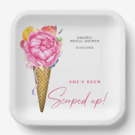 WATERVERF FLOWERS ICE CREAM - VRIJGEZELLENFEEST PAPIEREN BORDJE