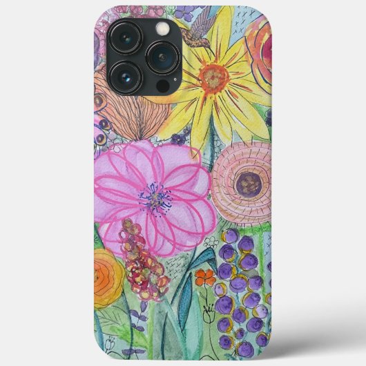 Waterverf Flowers iPhone case (Achterkant)