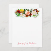 Waterverf Flowers Kleurrijk Handgeschreven Script Notitiekaartje (Voorkant / Achterkant)