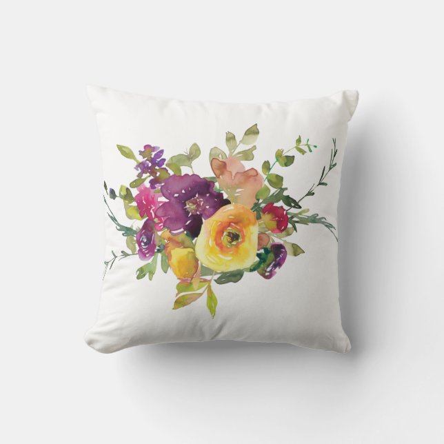 Waterverf Flowers Kussen (Voorkant)