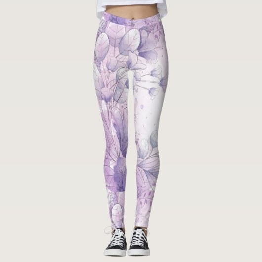 Waterverf Flowers Leggings (Voorkant)