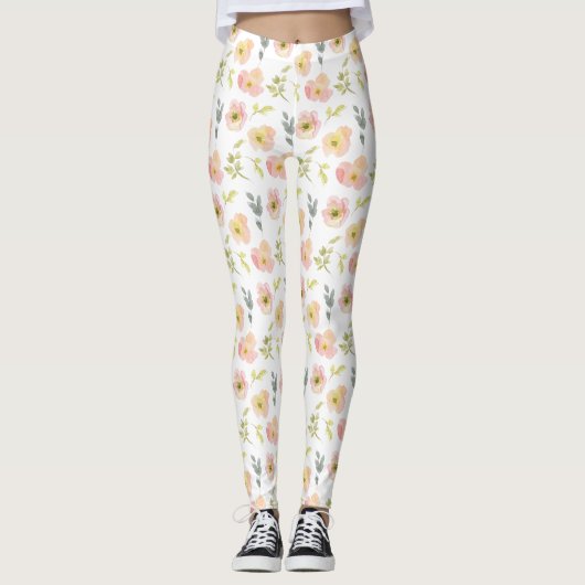  Waterverf Flowers Leggings (Voorkant)