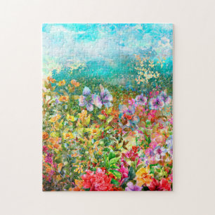 Waterverf Flowers Legpuzzel