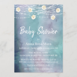 *~* Waterverf Flowers Lights Rozen Baby shower Kaart