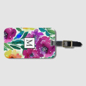 Waterverf Flowers Maroon en Geel Bagagelabel (Voorkant (horizontaal))