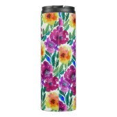 Waterverf Flowers Maroon en Geel Thermosbeker (Achterkant)