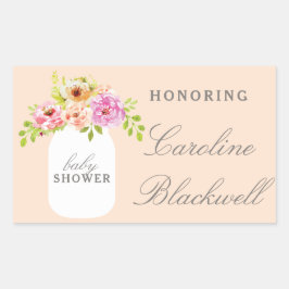 Waterverf Flowers & Mason Jar Baby shower Rechthoekige Sticker