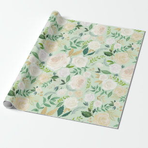 Waterverf Flowers met Faux Gold Glitter & Folie I Cadeaupapier