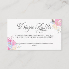 Waterverf Flowers met Glitter Diaper Raffle Informatiekaartje
