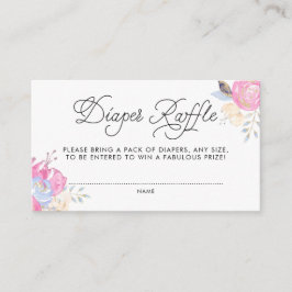 Waterverf Flowers met Glitter Diaper Raffle Informatiekaartje