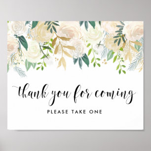 Waterverf Flowers met Gold Foil Baby shower Poster