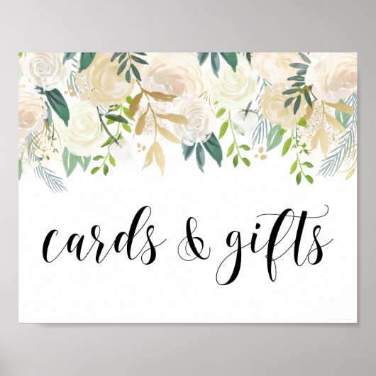 Waterverf Flowers met Gold Foil Kaarten en Gifts Poster (Voorkant)