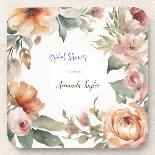 Waterverf Flowers Minimal Vrijgezellenfeest Bier Onderzetter (Voorkant)