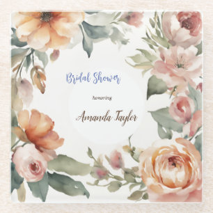 Waterverf Flowers Minimal Vrijgezellenfeest Glazen Onderzetter