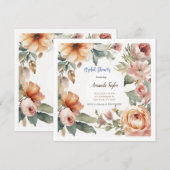 Waterverf Flowers Minimal Vrijgezellenfeest Kaart (Voorkant / Achterkant)