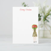 Waterverf Flowers Mode Girl Bedankkaart (Staand voorkant)