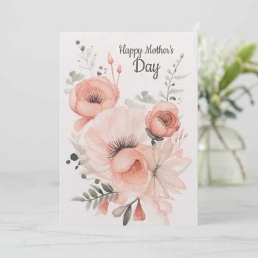 Waterverf Flowers Moederdag Kaart (Staand voorkant)