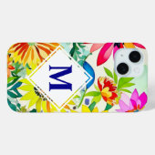 Waterverf Flowers Monogrammed Case-Mate iPhone Case (Achterkant (horizontaal))