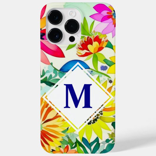 Waterverf Flowers Monogrammed Case-Mate iPhone Case (Achterkant)