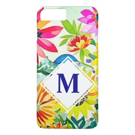 Waterverf Flowers Monogrammed Case-Mate iPhone Case (Achterkant)