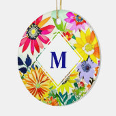 Waterverf Flowers Monogrammed Keramisch Ornament (Links)