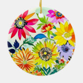 Waterverf Flowers Monogrammed Keramisch Ornament (Achterkant)