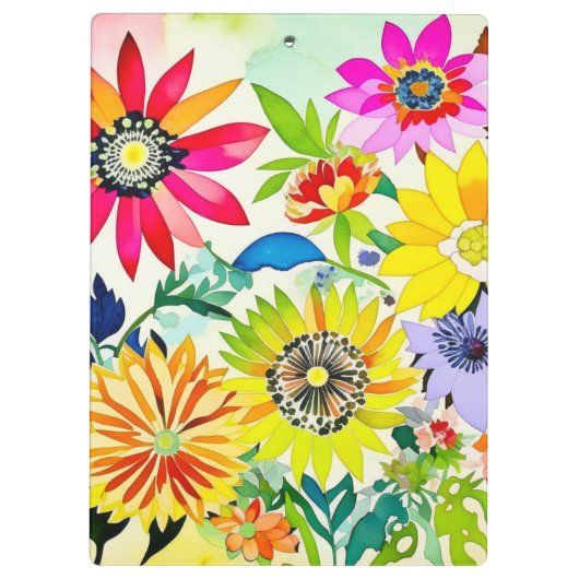 Waterverf Flowers Monogrammed Klembord (Achterkant)