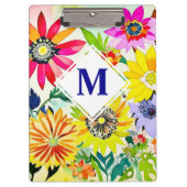 Waterverf Flowers Monogrammed Klembord (Voorkant)