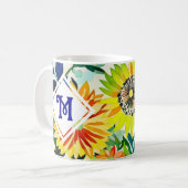 Waterverf Flowers Monogrammed Koffiemok (Voorkant links)