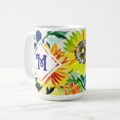 Waterverf Flowers Monogrammed Koffiemok (Voorkant links)