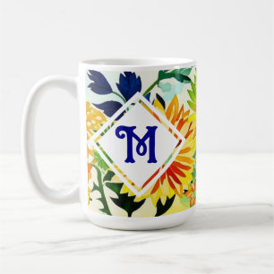 Waterverf Flowers Monogrammed Koffiemok