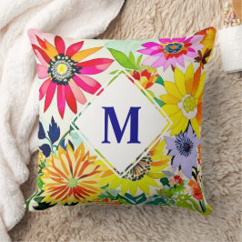Waterverf Flowers Monogrammed Kussen