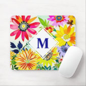 Waterverf Flowers Monogrammed Muismat (Met muis)