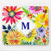 Waterverf Flowers Monogrammed