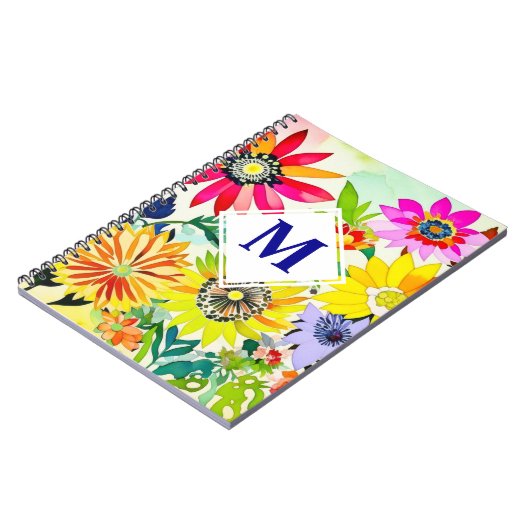 Waterverf Flowers Monogrammed Notitieboek (Linkerzijde)