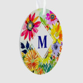 Waterverf Flowers Monogrammed Ornament (voorkant)