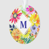 Waterverf Flowers Monogrammed Ornament (voorkant)