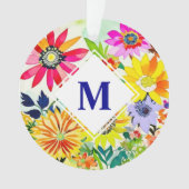 Waterverf Flowers Monogrammed Ornament (voorkant)