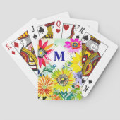 Waterverf Flowers Monogrammed Pokerkaarten (Achterkant)
