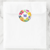 Waterverf Flowers Monogrammed Ronde Sticker (Tas)