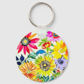 Waterverf Flowers Monogrammed Sleutelhanger (Achterkant)