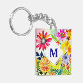 Waterverf Flowers Monogrammed Sleutelhanger (Voorkant Links)
