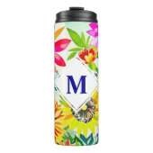 Waterverf Flowers Monogrammed Thermosbeker (Voorkant)