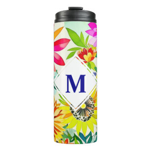 Waterverf Flowers Monogrammed Thermosbeker