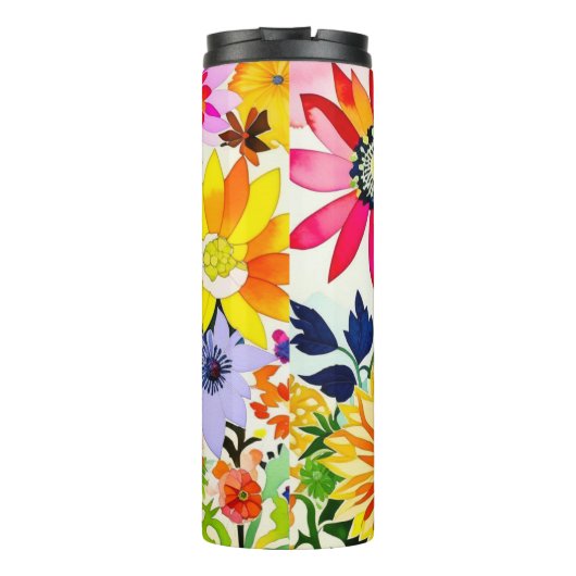 Waterverf Flowers Monogrammed Thermosbeker (Achterkant)