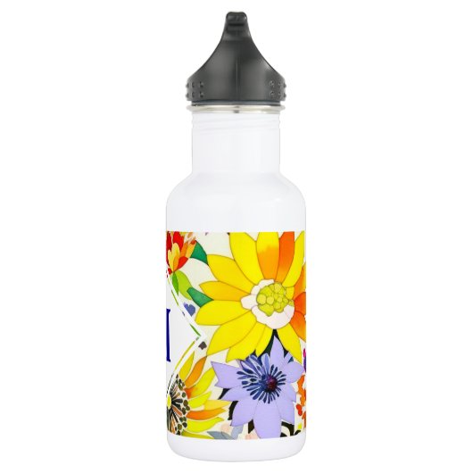 Waterverf Flowers Monogrammed Waterfles (Rechts)